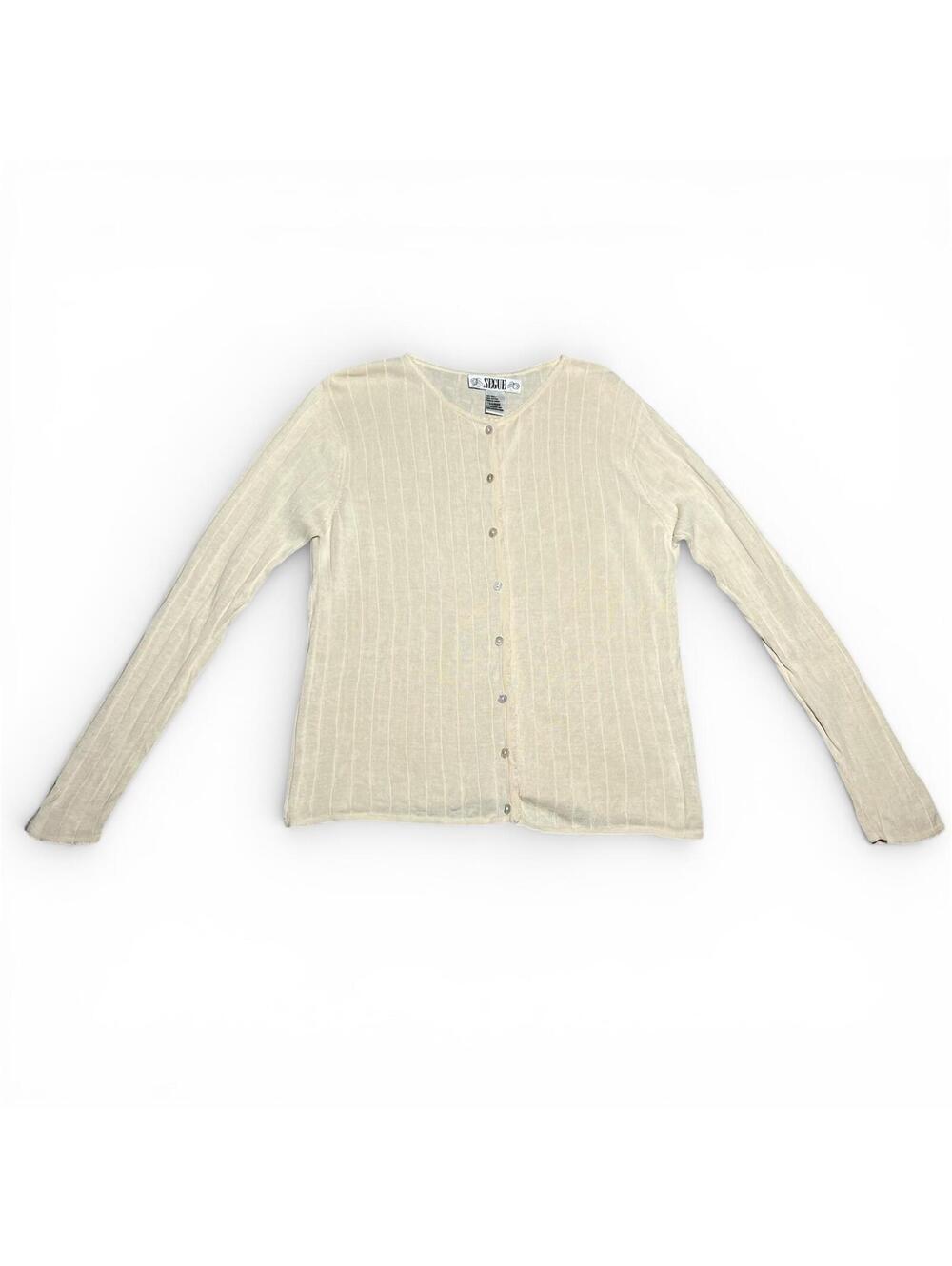 Vintage 90s Segue Cream Silk Cotton Cardigan Large